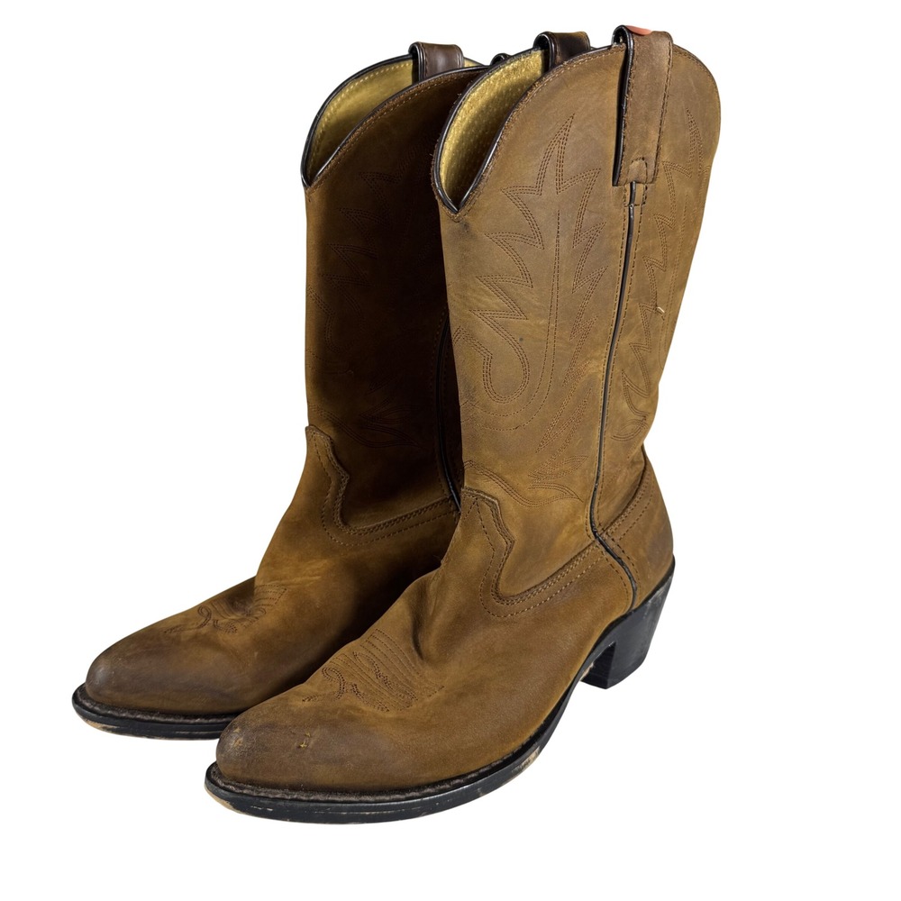 Durango Women's 9M 11" Western Tan Leather Cowboy Boots Pointed Toe Cuban Heel